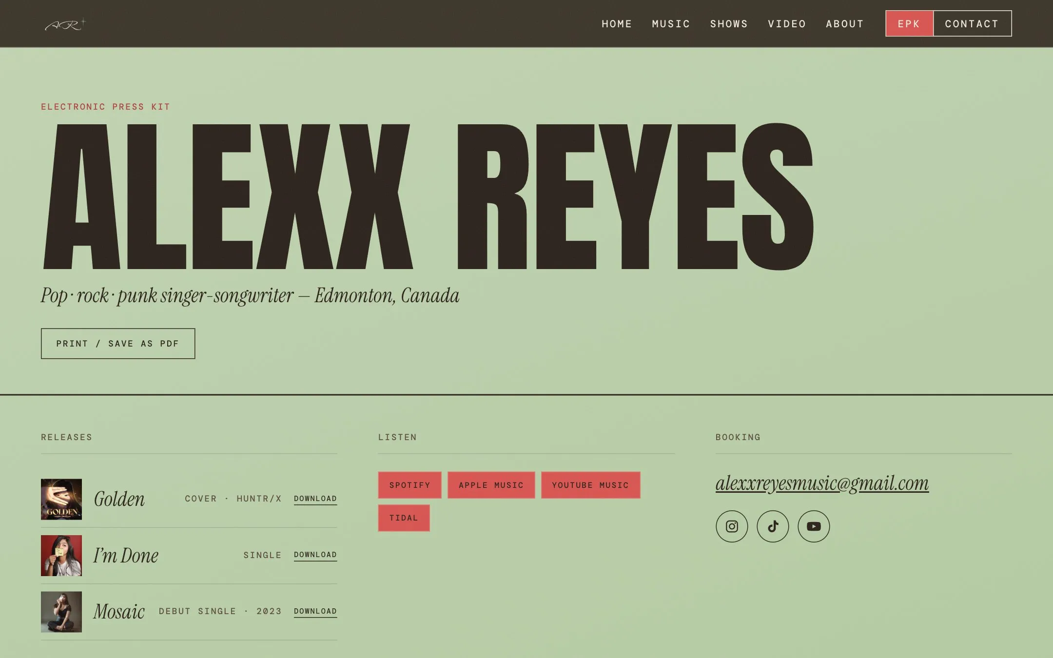 EPK page