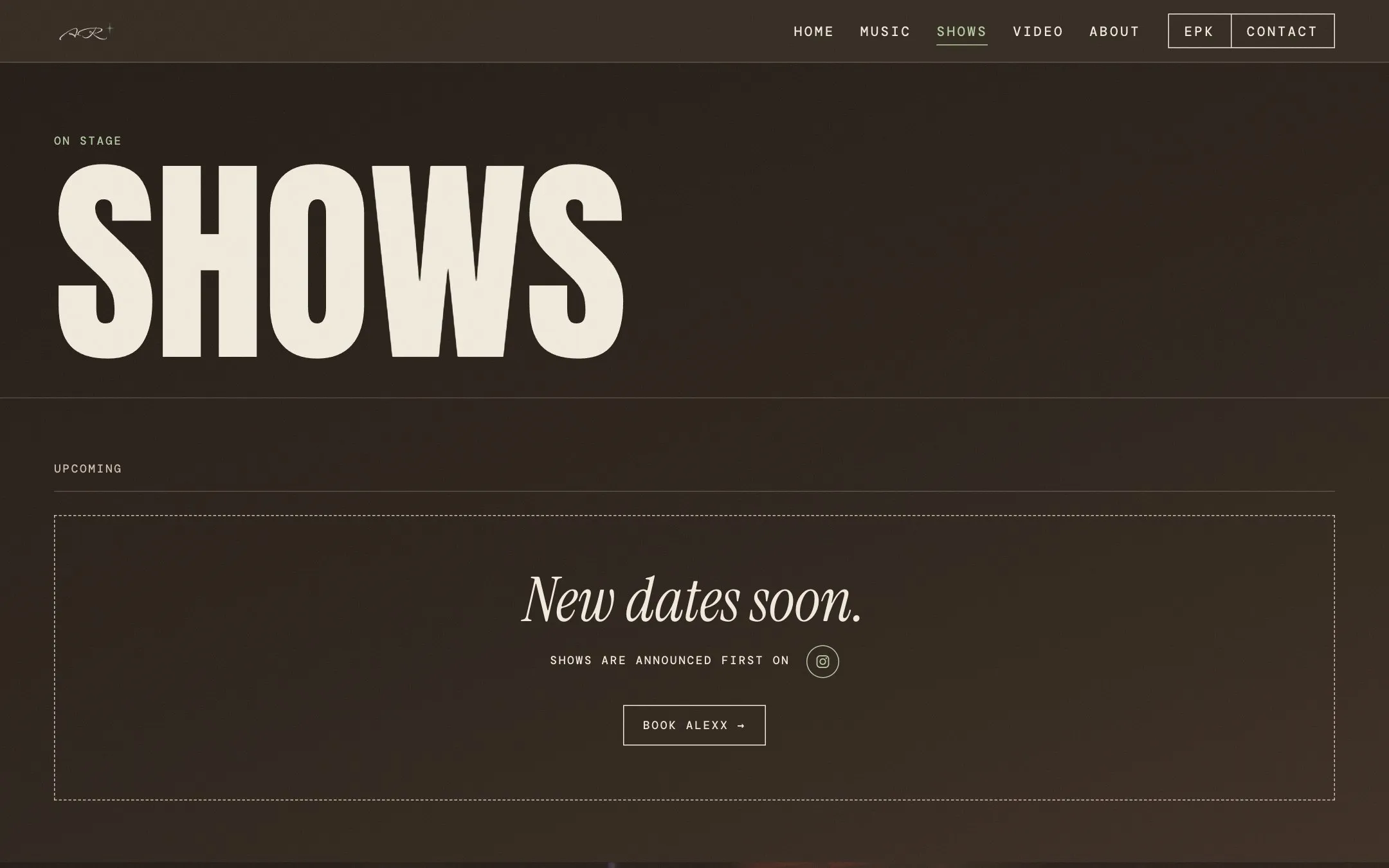 Shows page