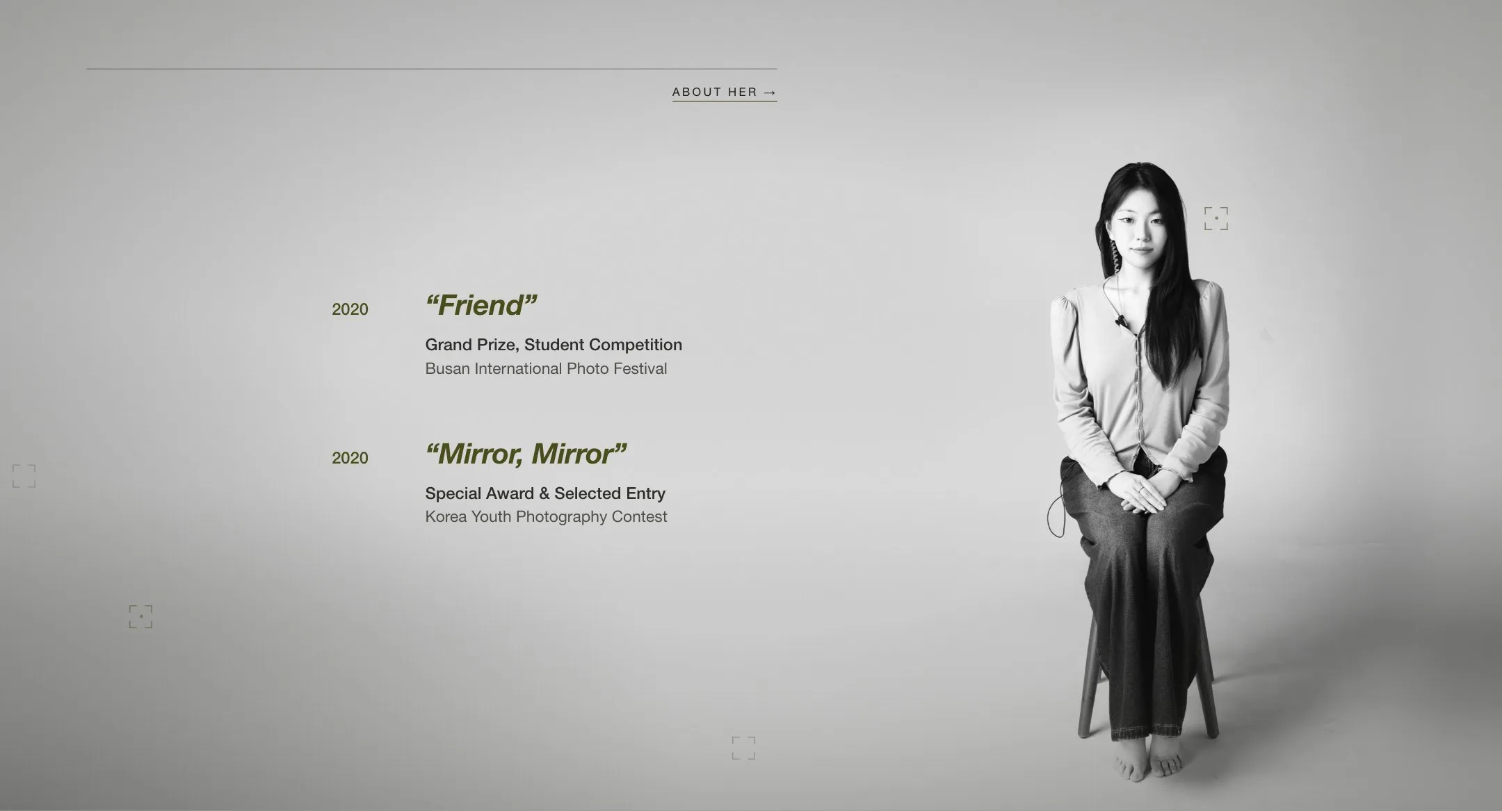 Home page: the awards section