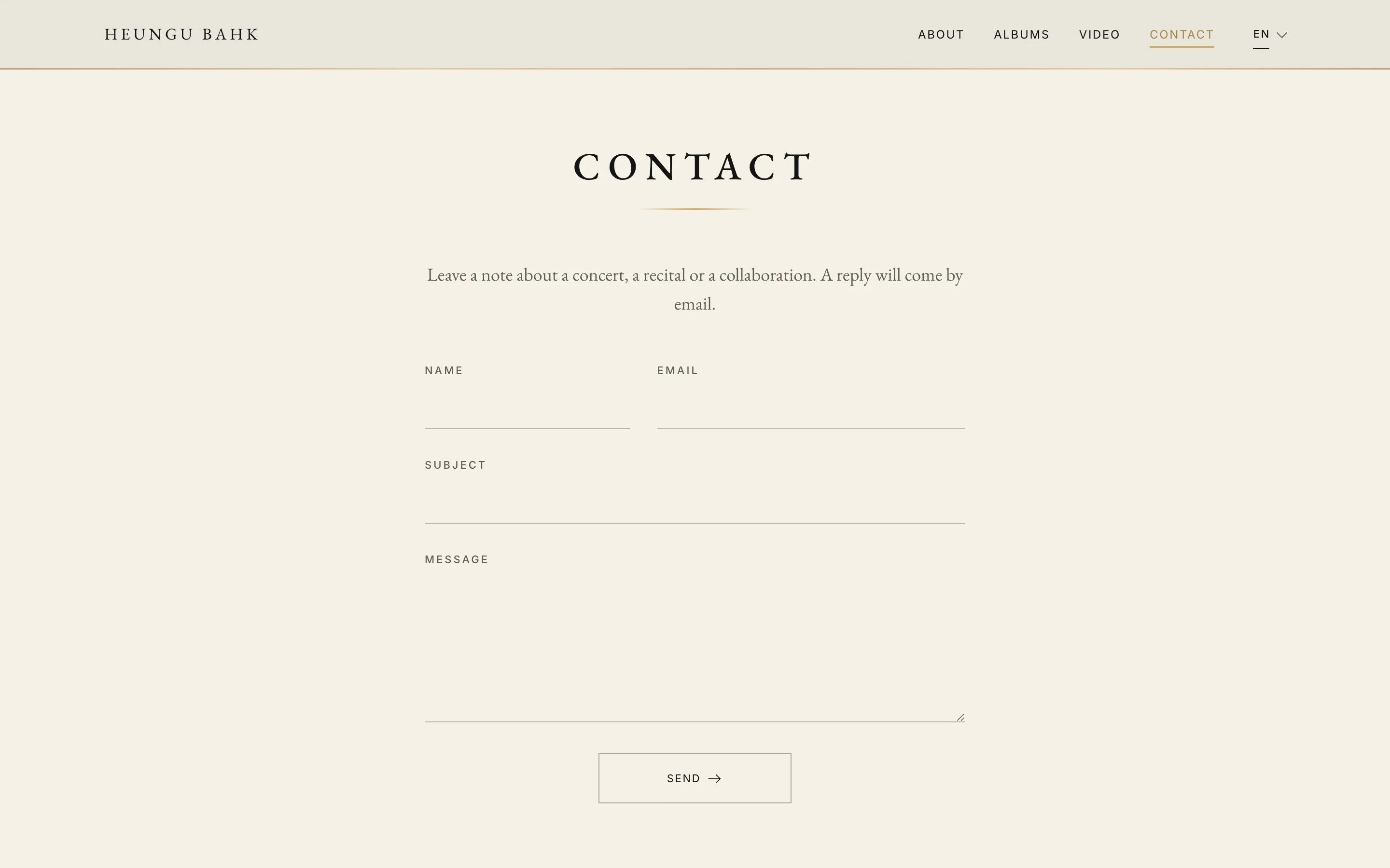 Contact page with the enquiry form